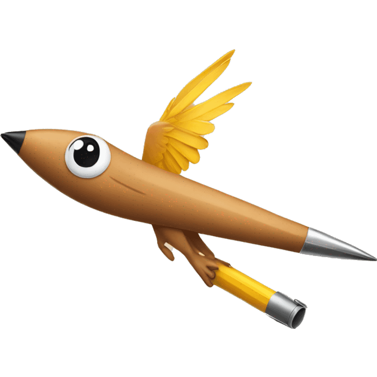 Flying pencilwith a bird head emoji