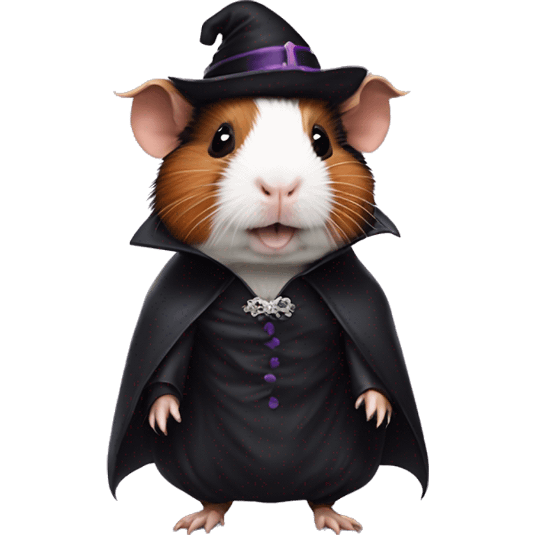 guinea pig in vampire Halloween costume emoji