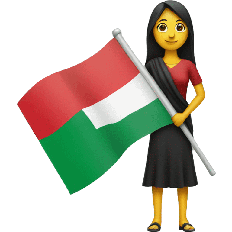 A standing woman holding palestijn flag emoji