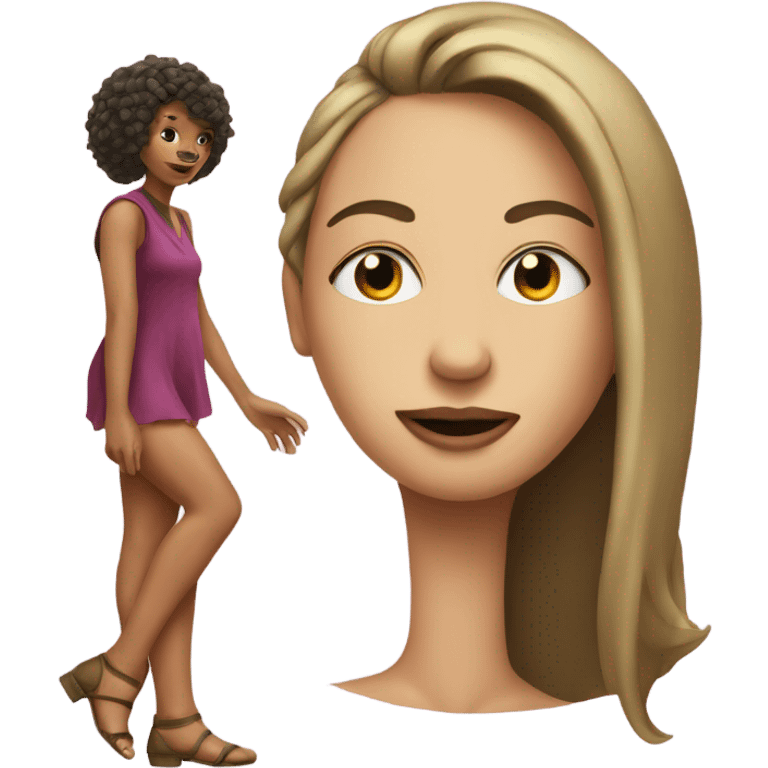 a women have a giant nose with leg emoji