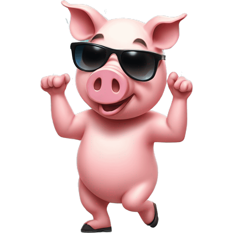 pig wearing sunglasses dancing with rave lights emoji