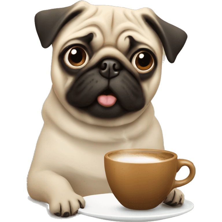 Pug drinking coffee emoji