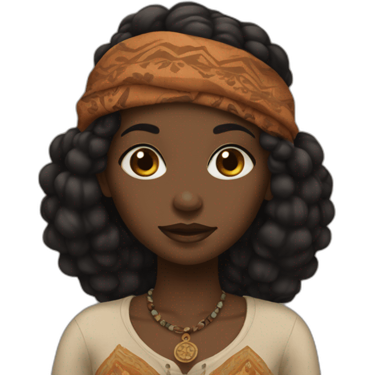 Black earthy bohemian girl emoji