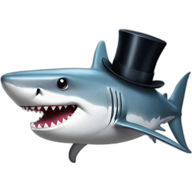 Shark with a top hat emoji