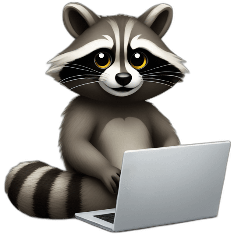 The raccoon is sitting at his laptop emoji