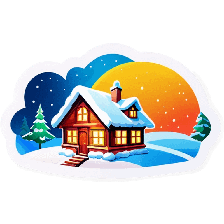 Schneebedecktes haus mit einem Glasdach Nordlichter am Himmel emoji