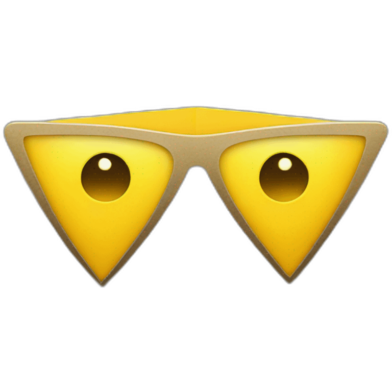 blank yellow emoji with triangle pointy glasses emoji