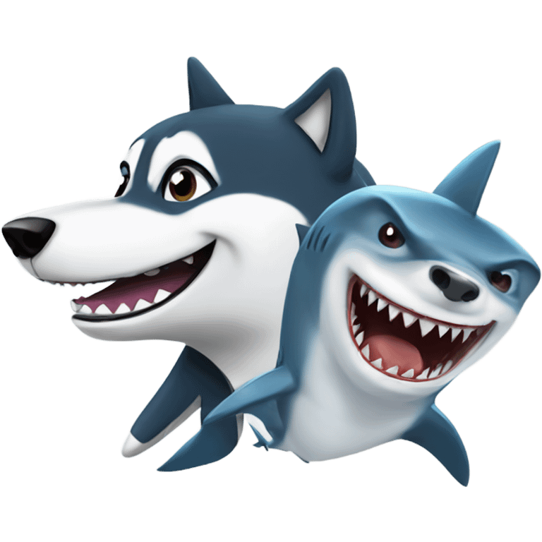 Husky and a shark emoji