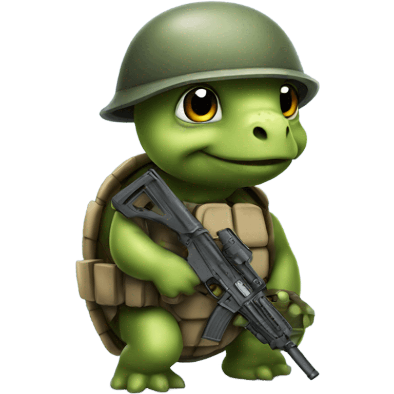 a turtle with a military helmet and gun emoji