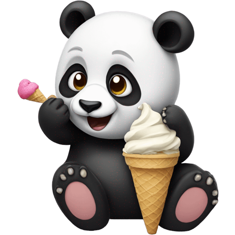 Panda eating ice cream emoji