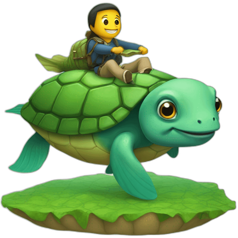 a fish riding a turtle emoji