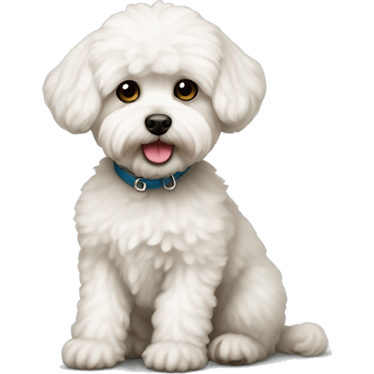 White doggy maltipoo sitting emoji