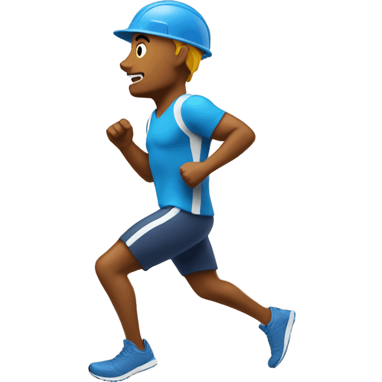 man running with sport clothes and hard hat emoji