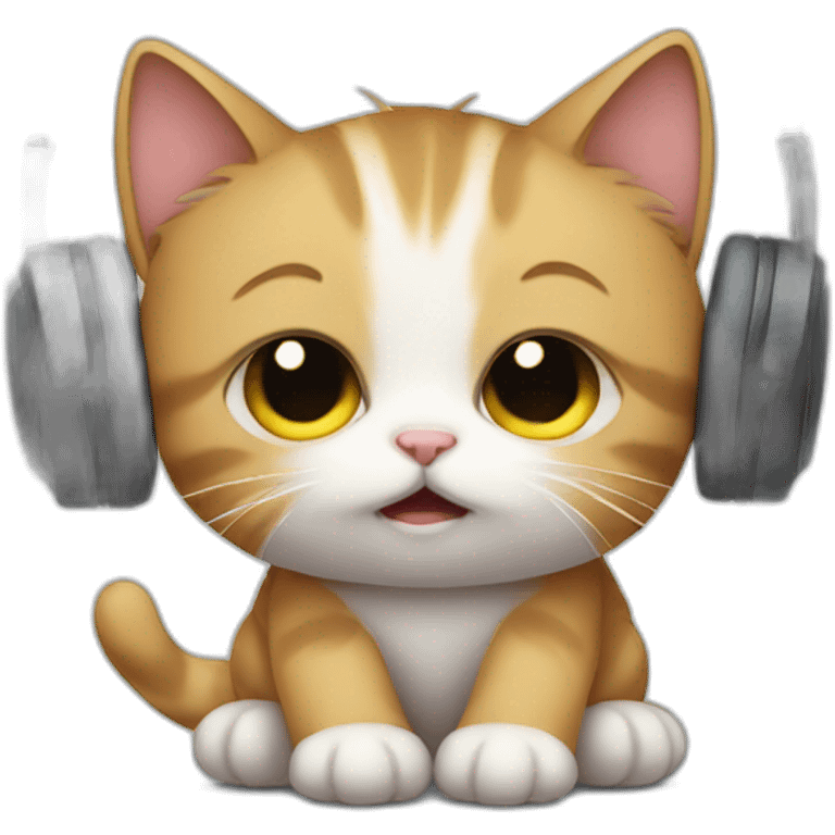 sad kitten listening to music emoji