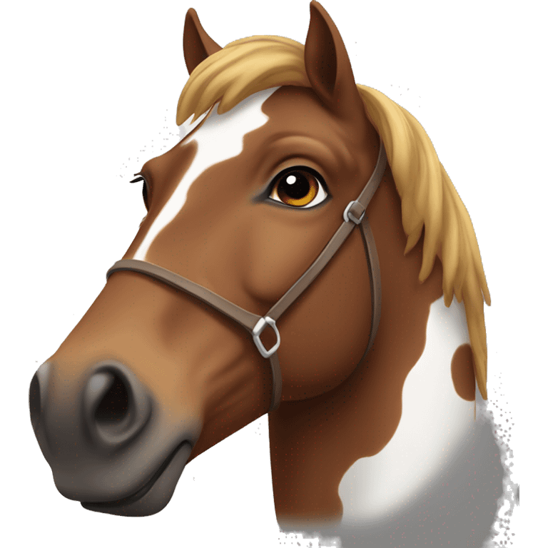 brown horse with white spot on forehead and uper lip emoji