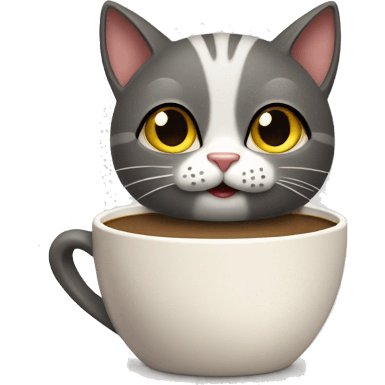 a relieved cat grabbing a tasty cup of coffee emoji