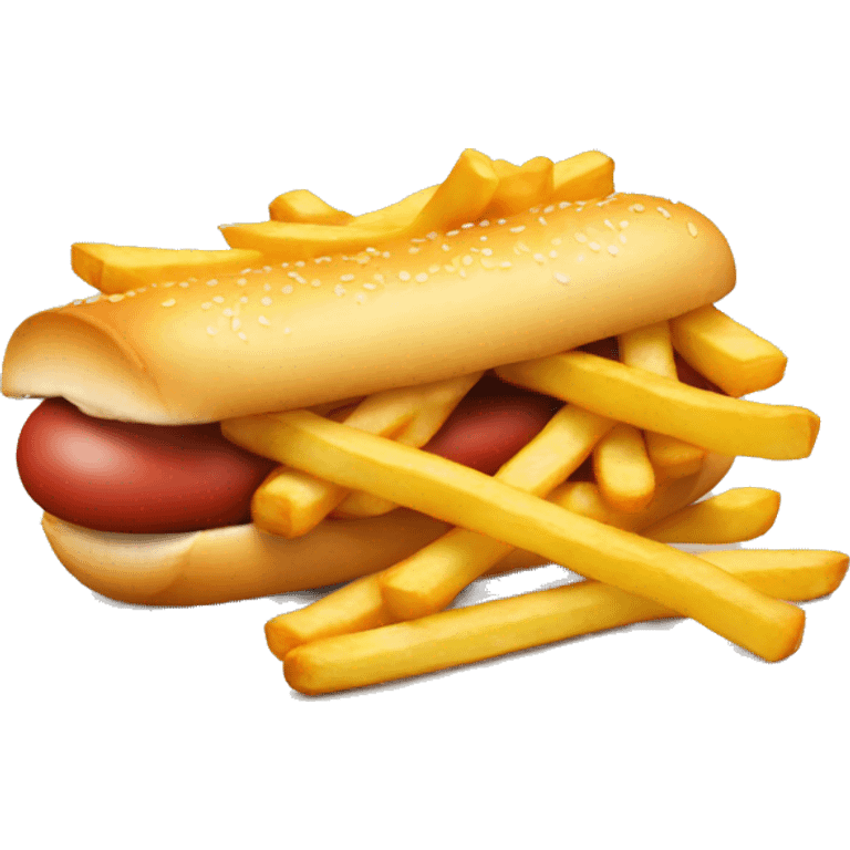 french fries with hotdog emoji