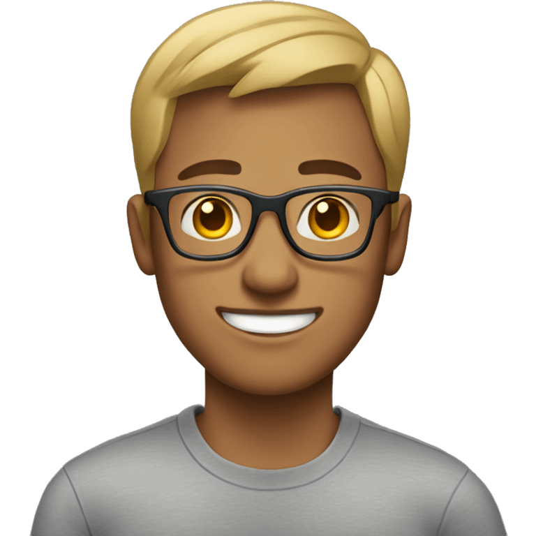 guy in a gray t-shirt with a short haircut and rectangular glasses  emoji