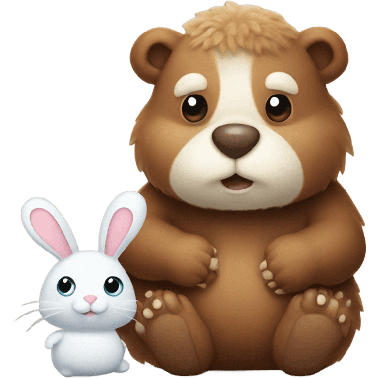 Bear and a bunny with a snail emoji