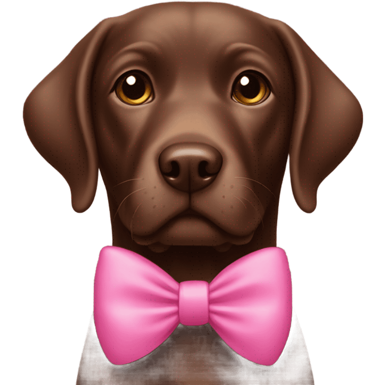 chocolate labrador wearing a pink bow  emoji