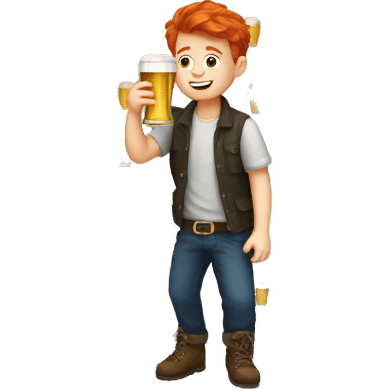 Red hair boy drinking beer emoji