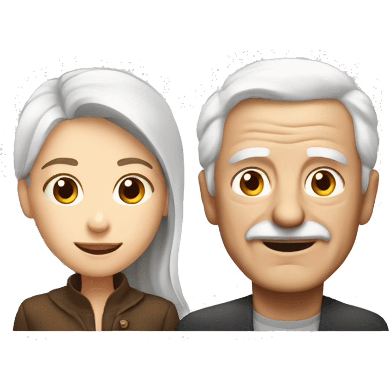 Old man with white hair and young lady with brown hair emoji