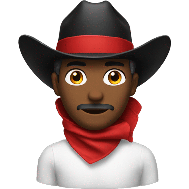 man with red bandana black cowboy hat emoji