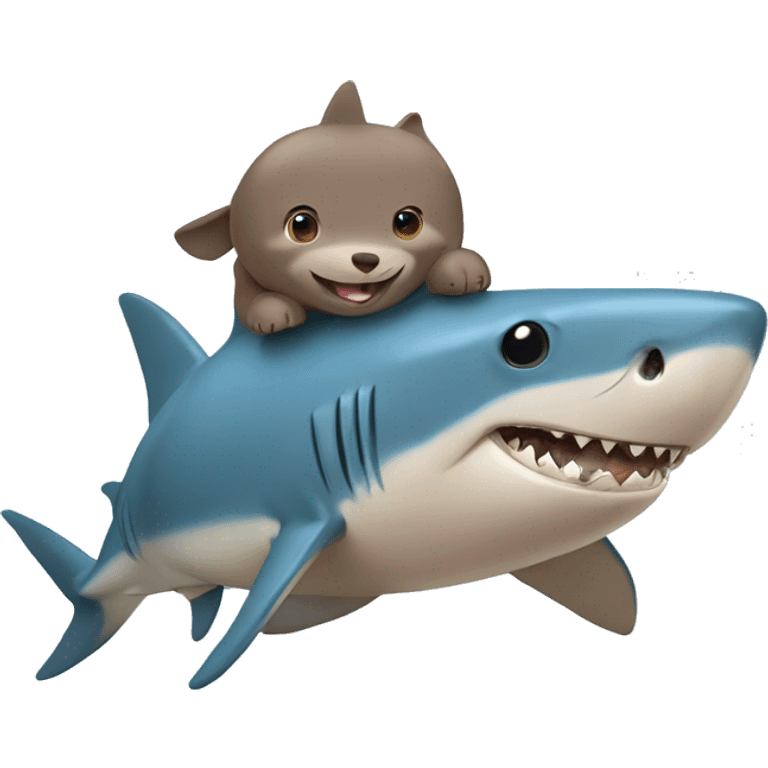 Blue Shark with a happy Capybara sitting on its back emoji