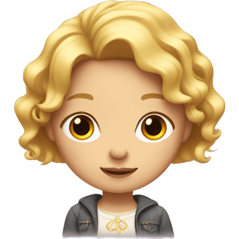 Little girl, with golden hair, and chubby. emoji