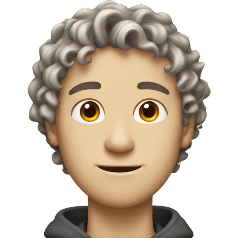 a guy with very thin very very thin medium curly hair that flows down the head and has a pale white shade of skin looks like a teenager and it's a side profile  emoji