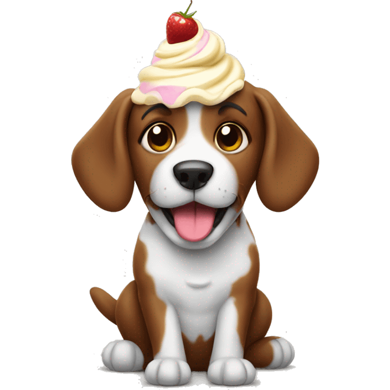 sweet dog with ice cream  emoji