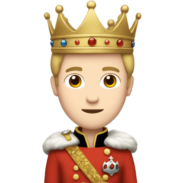 a prince with crown in his head, pale skin, brown short hair, and use red coat emoji