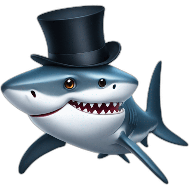 Shark with a top hat emoji