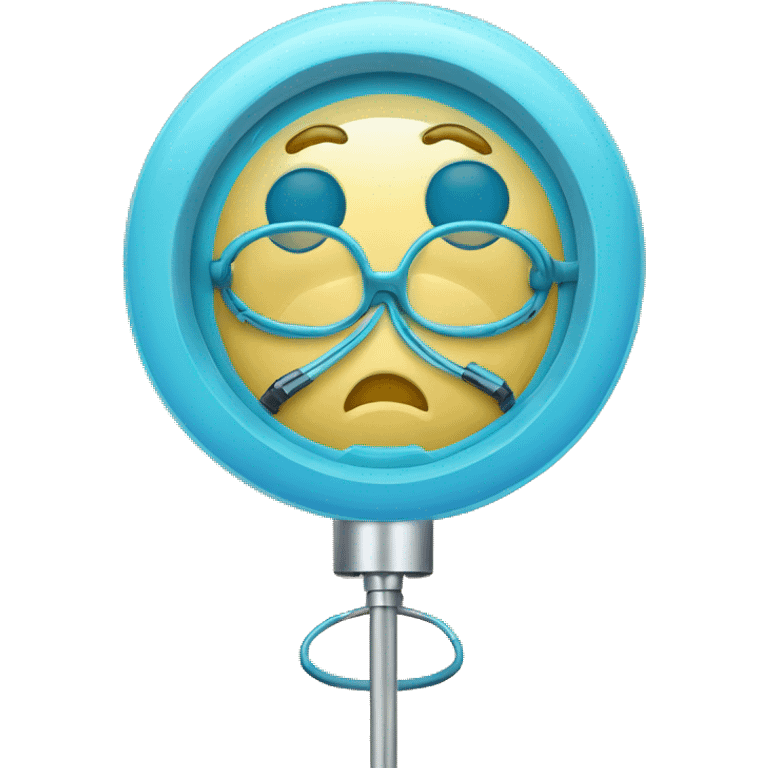 Panneau circulaire a fond bleu avec au mileu un stéthoscope  emoji