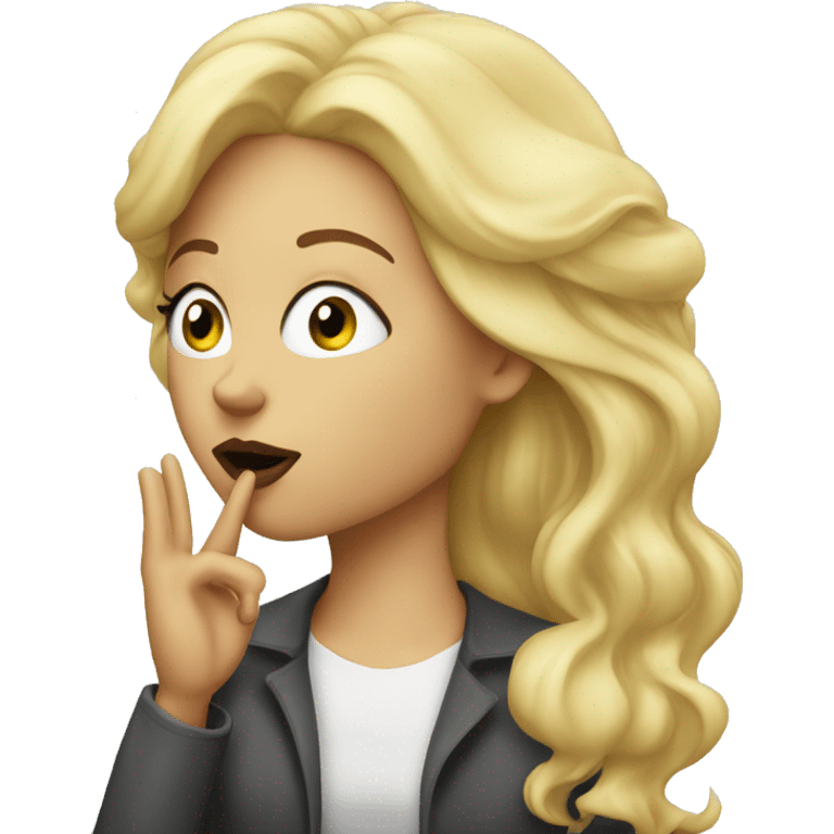 A blonde woman blowing a kiss emoji