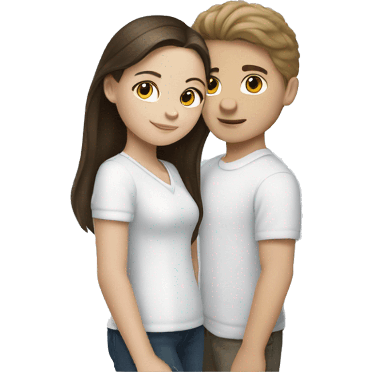 White brunette girl with white brunette boy emoji