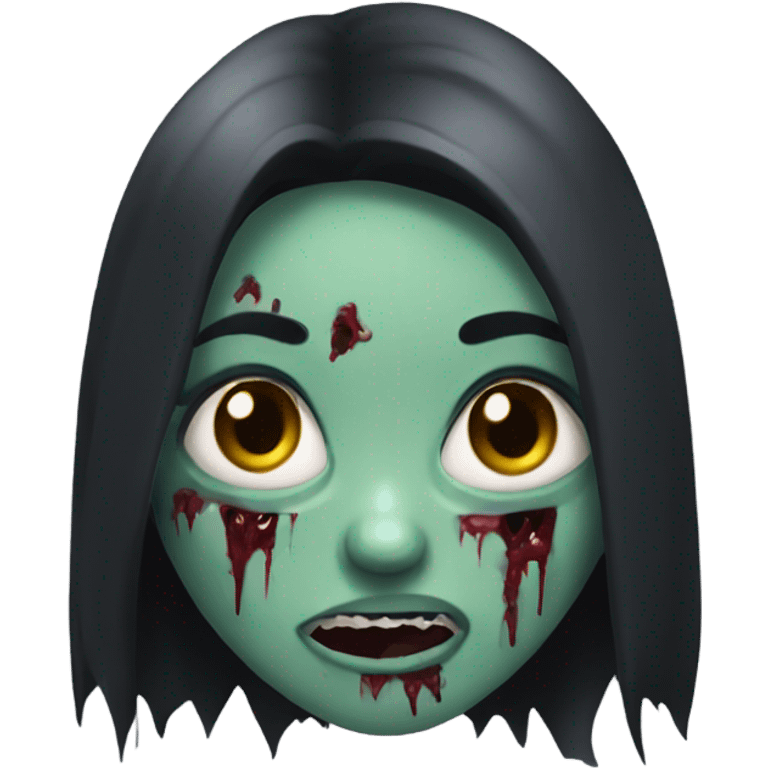 girl zombie with dark long hair with teeth emoji