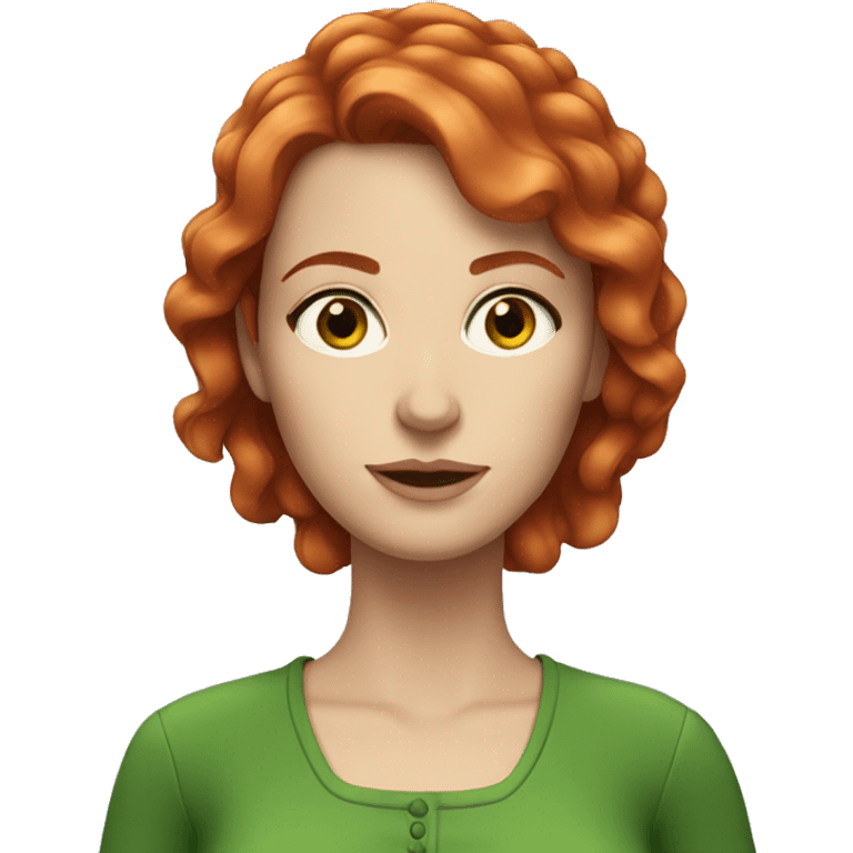 White woman with medium length red hair and green eyes emoji