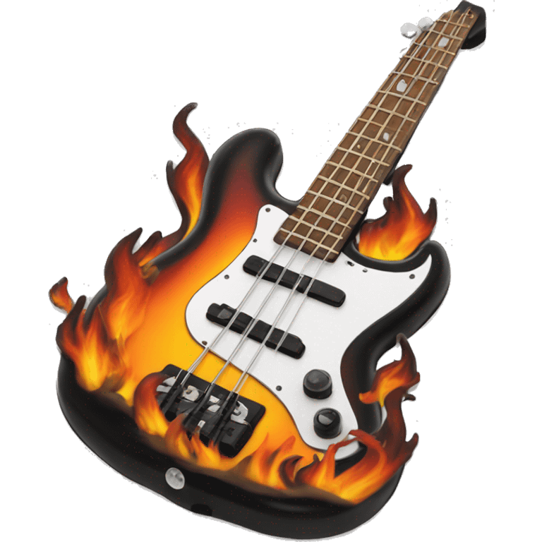 Rockin bass guitar plate flames emoji