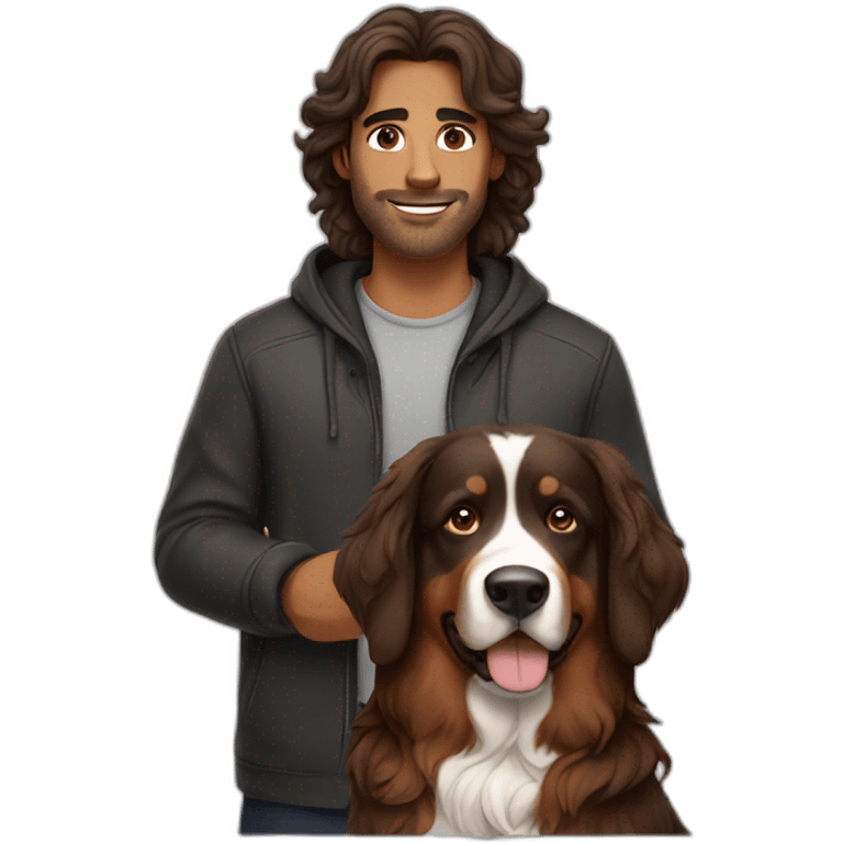 Brown long hair guy with Bernese mountain dog emoji