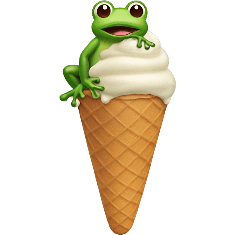 ice cream cone with frog on top emoji