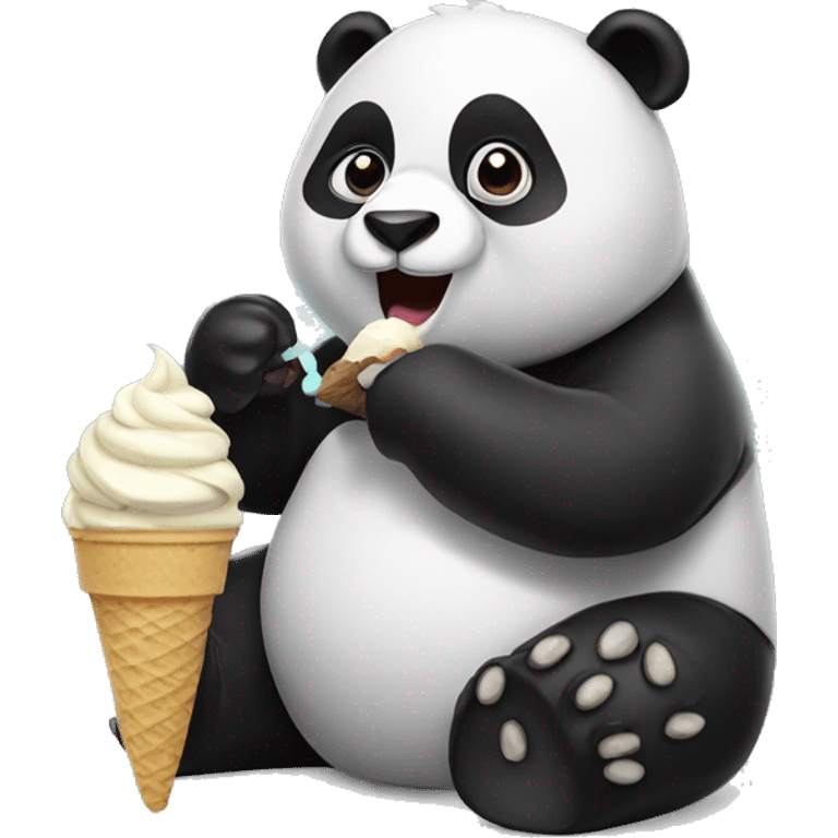 Panda eating ice cream emoji