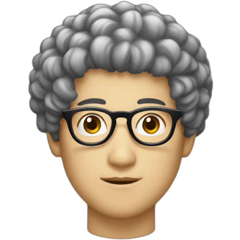 Japanese man with natural perm, round glasses. glasses emoji