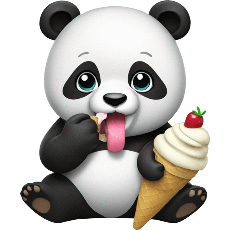 Panda eating ice cream emoji