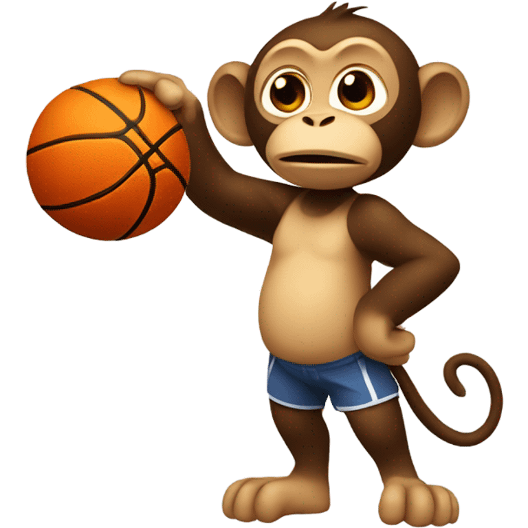 monkey with basketball and chicken wing emoji