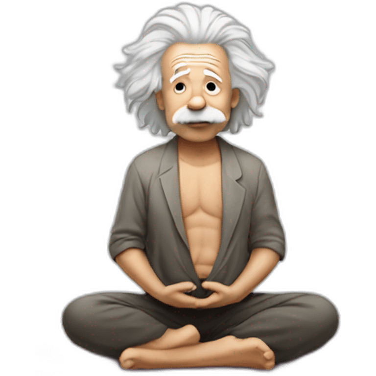 Einstein sitting in yoga position emoji