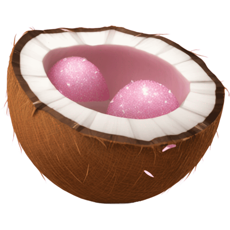 Full Pink coconut with glitter realistic  emoji