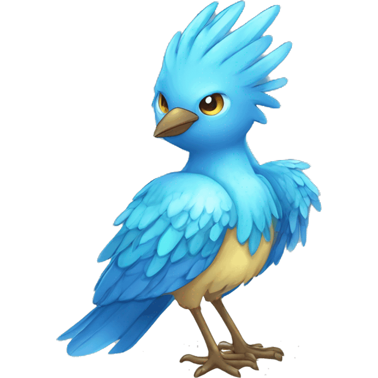 Wet Fantasy legendary blue bird water-type-Hydro-Phoenix-avian Fakemon full body emoji