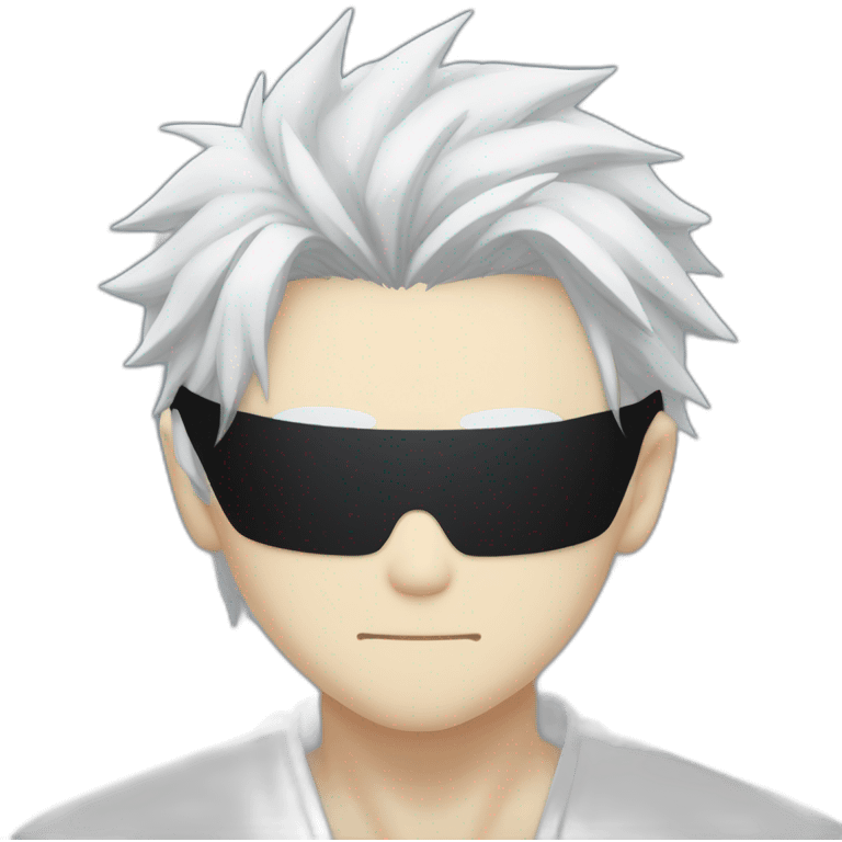 gojo satoru from jujutsu kaisen with white hair and black blindfold in his eyes emoji