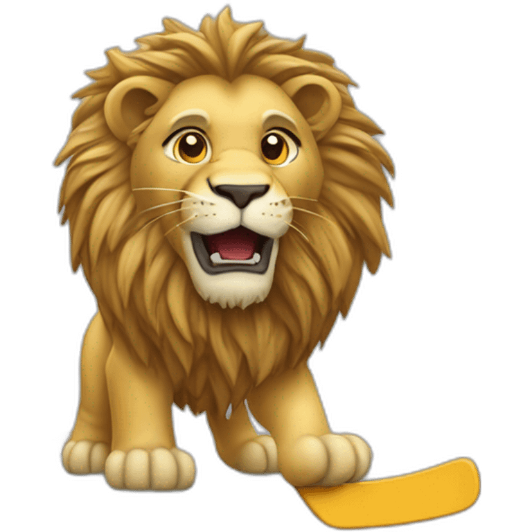 Lion qui fait du hockey sur glace emoji